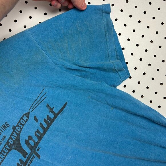 Harley Davidson Motorcycle Biker T Shirt Medium Blue Work Custom Paint Gruene TX - Picture 5 of 8